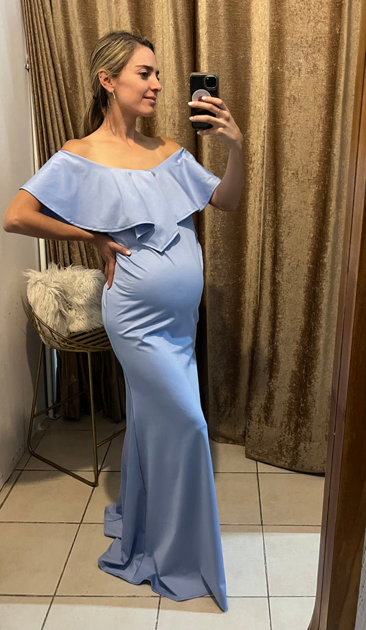 Vestido de maternidad Ana Luisa azul neopreno Gaia