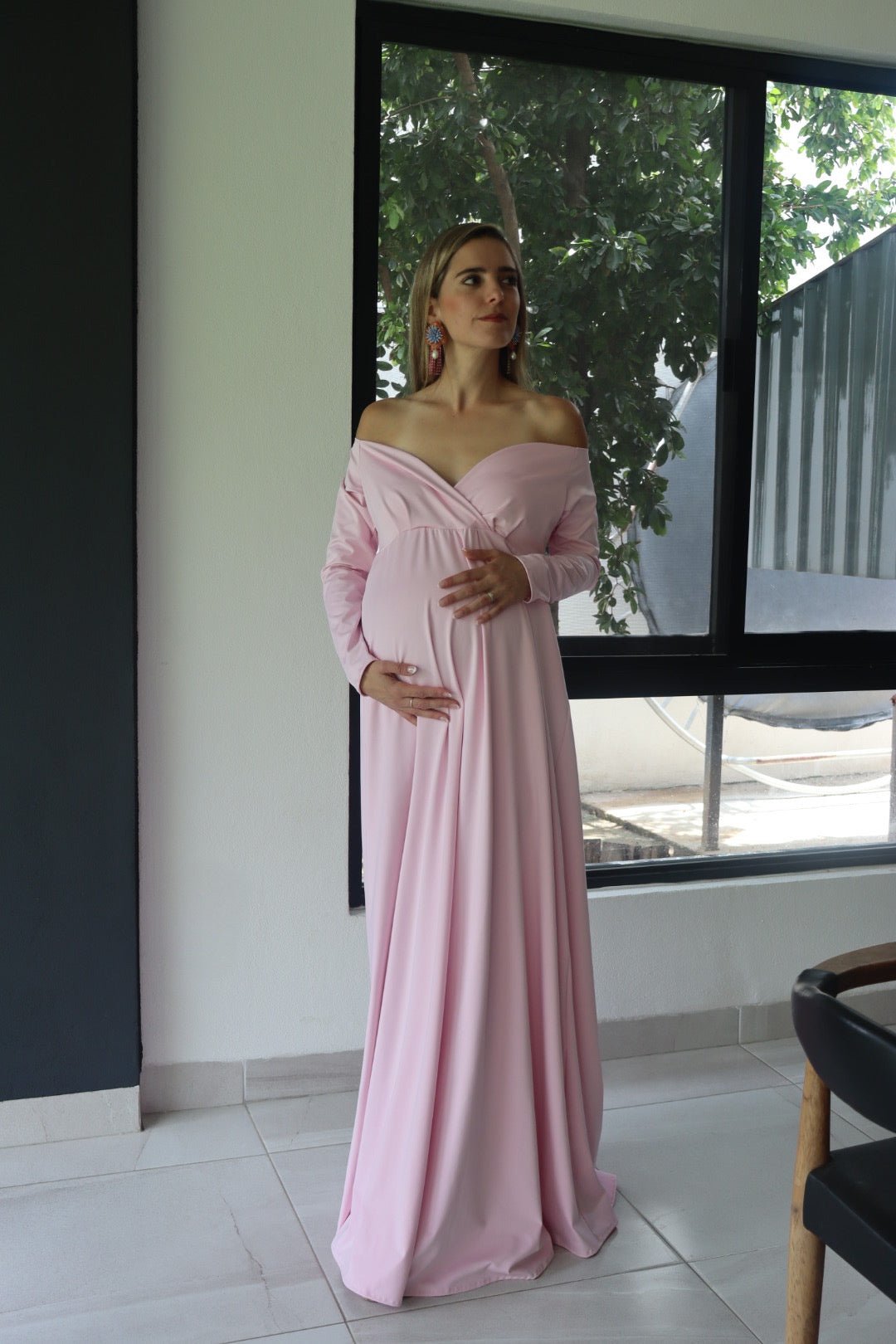 Vestido de maternidad sesión Alberta rosa chicle