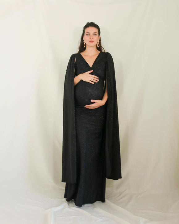 Vestido de maternidad Eliana, negro brillos CH, M y G