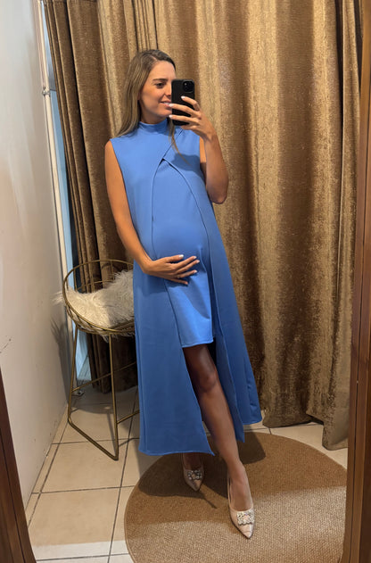 Vestido Elena de maternidad azul piedra