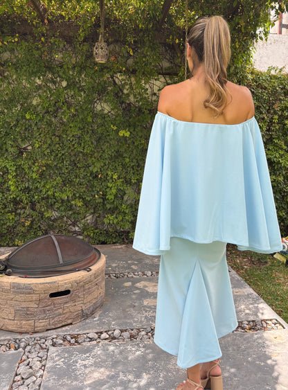 Vestido de maternidad Amparo, Azul bebé vértigo