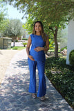 Conjunto de maternidad Cinthya, azul rey rayas