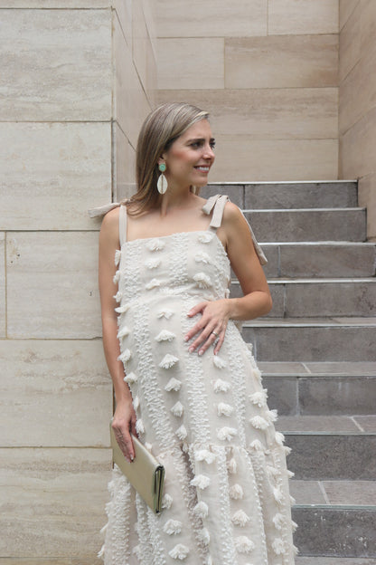Vestido de maternidad Dalia beige pompones
