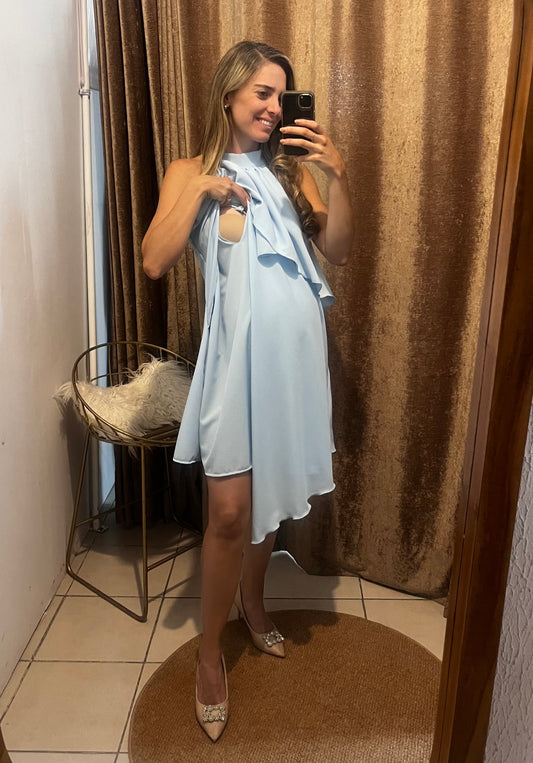 Vestido de maternidad y lactancia Ariel, azul Madrid cielo