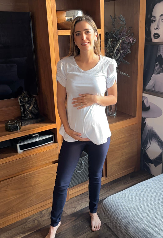 Leggins ajustables de maternidad negros, azul marino