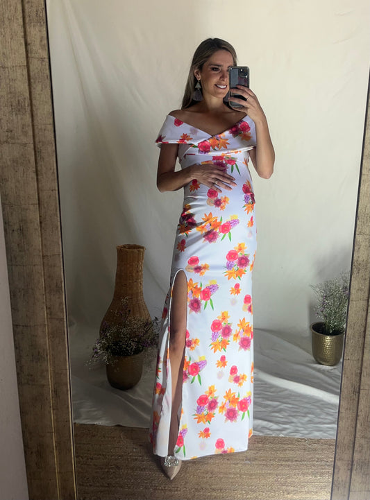 Vestido de maternidad Valentina, Flores naranjas CH