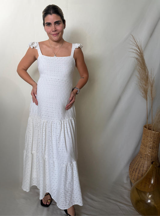 Vestido de maternidad Dalia blanco encaje