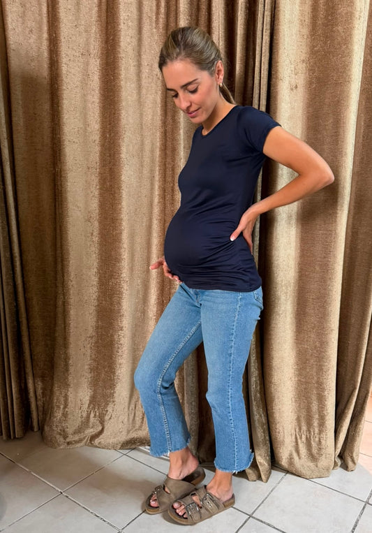 Blusa de maternidad azul marina lisa brush