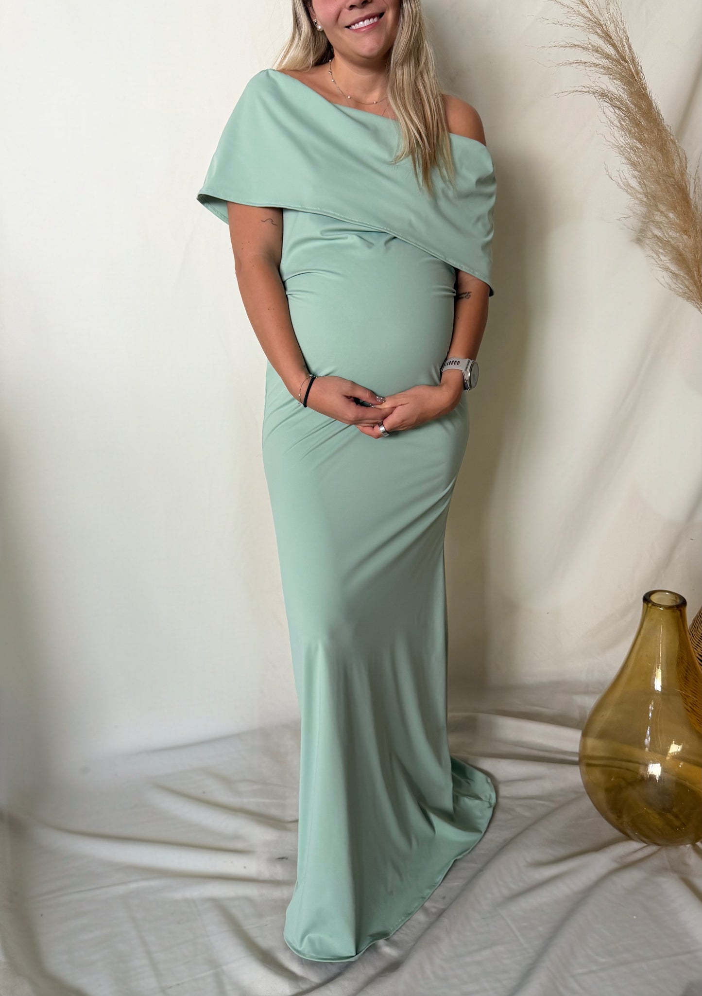 Vestido de maternidad Lluvia, verde claro licra