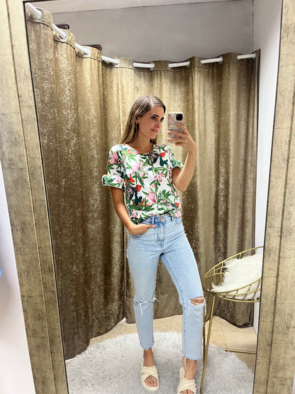Blusa de lactancia, Georgina blanca floreada CH y M