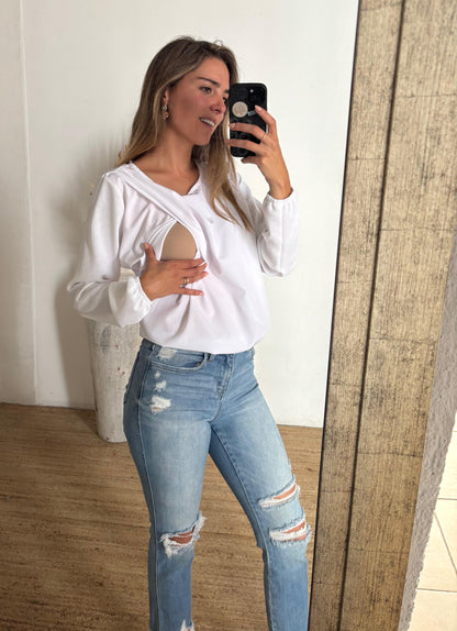 Nursing blouse Daniela white lace