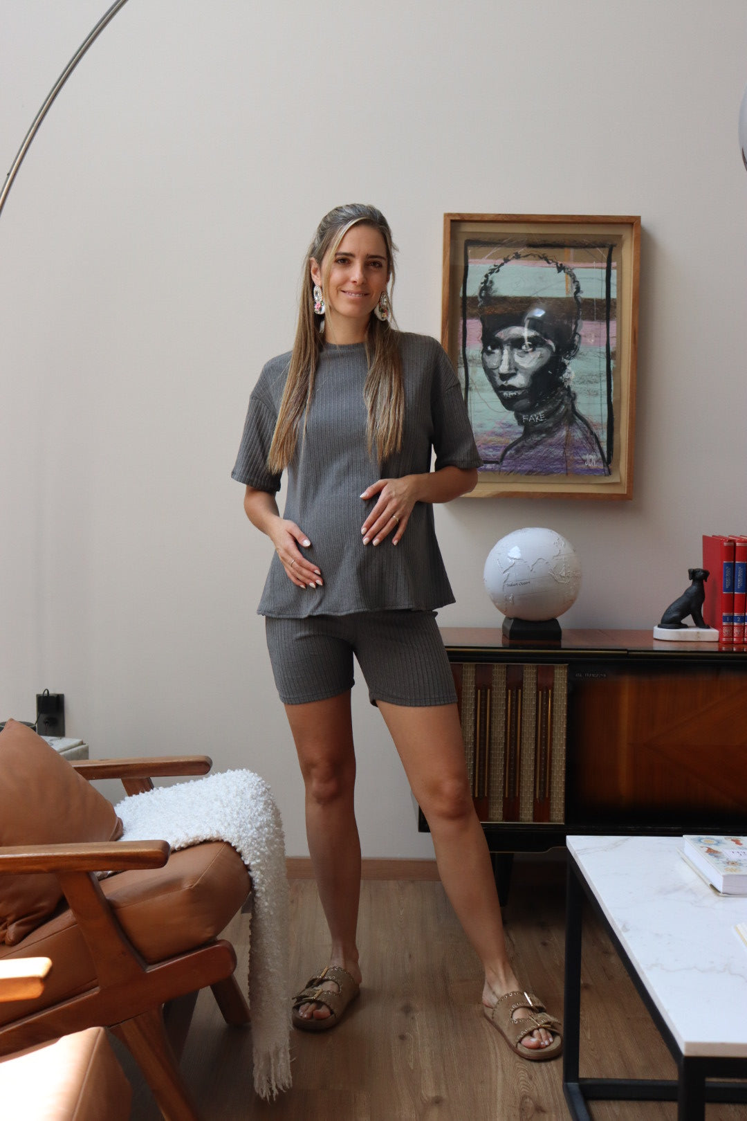 Conjunto de maternidad Mariel, gris rata CH
