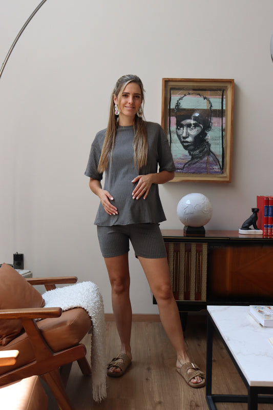 Conjunto de maternidad Mariel, gris rata CH