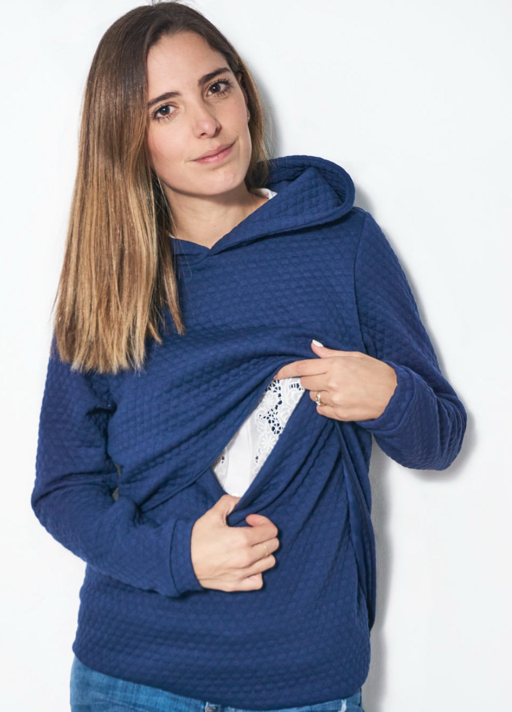 Sudadera de lactancia, gloria azul rombos