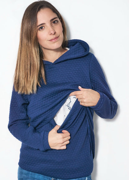 Sudadera de lactancia, gloria azul rombos