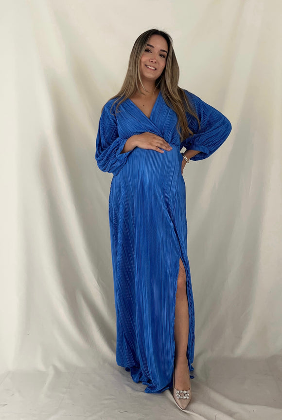 Vestido de maternidad, Nicole azul corrugado