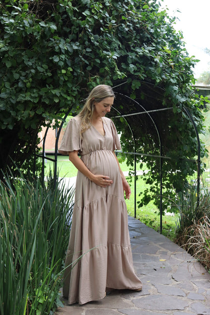 Vestido de maternidad Sofia Dalia beige