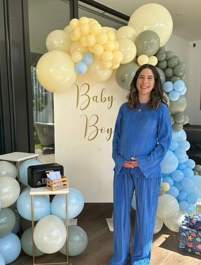 Conjunto de maternidad Mayte, azul corrugado