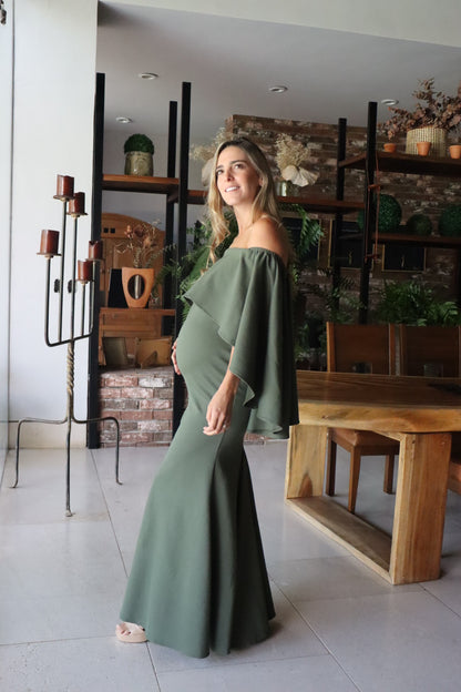 Vestido de maternidad Amparo, verde olivo Ponti Roma