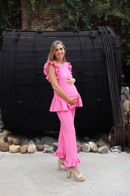 Conjunto de maternidad Imelda, rosa kirbi corrugado