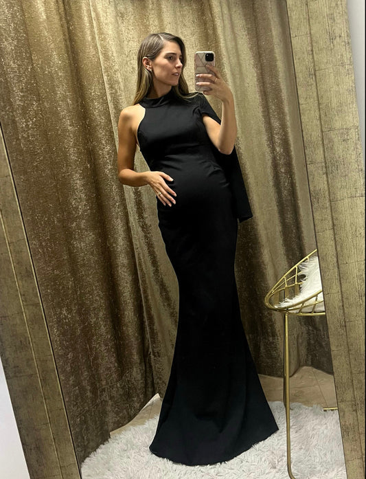 Vestido de maternidad Carola, negro Neopreno (XG)(CH)