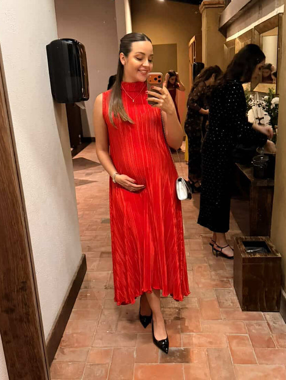 Vestido de maternidad Sonia, rojo rayas