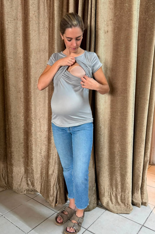 Blusa de maternidad y lactancia gris Brush