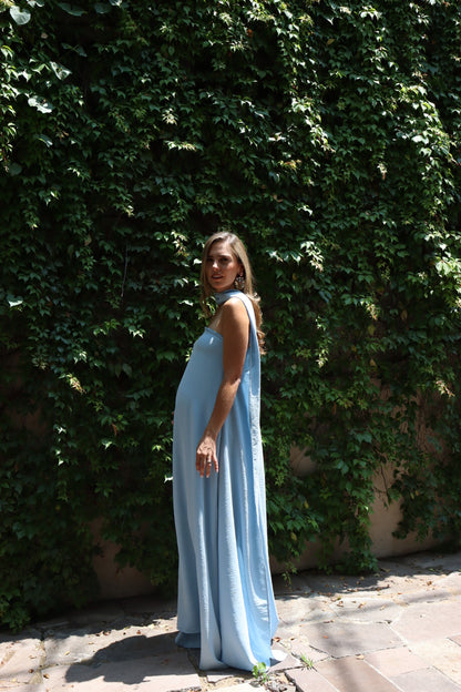 Vestido de Maternidad, Adela azul cielo jaspe