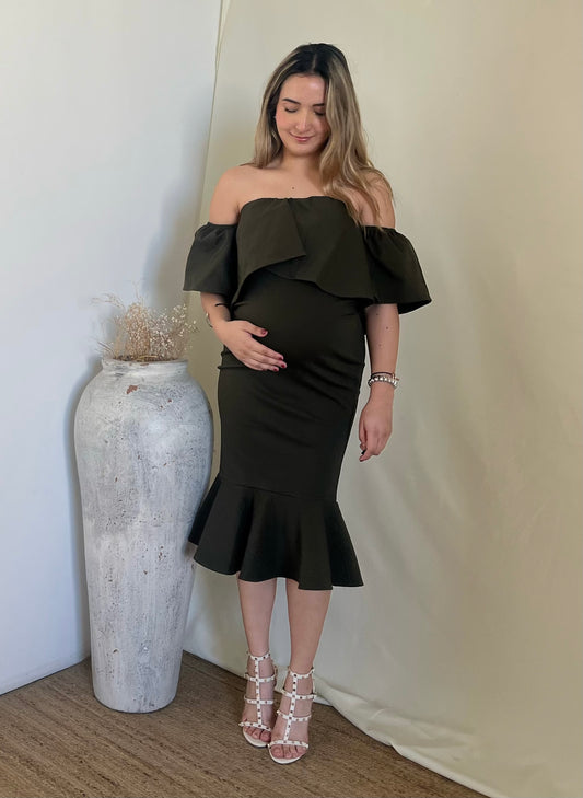 Vestido de maternidad, verde olivo loredana