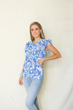 Blusa de lactancia Ruth, azul tallos