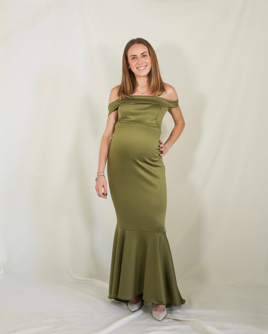 Vestido de maternidad Renata, verde olivo