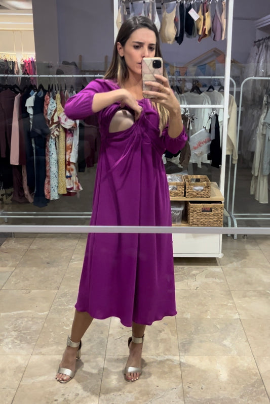 Vestido de lactancia y maternidad, Hanna mulberry largo