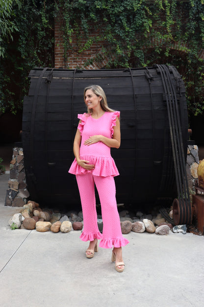 Conjunto de maternidad Imelda, rosa kirbi corrugado