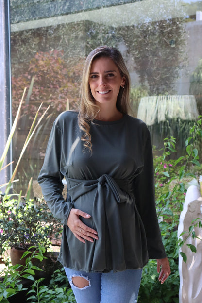 Blusa de maternidad Paulina verde algodón G