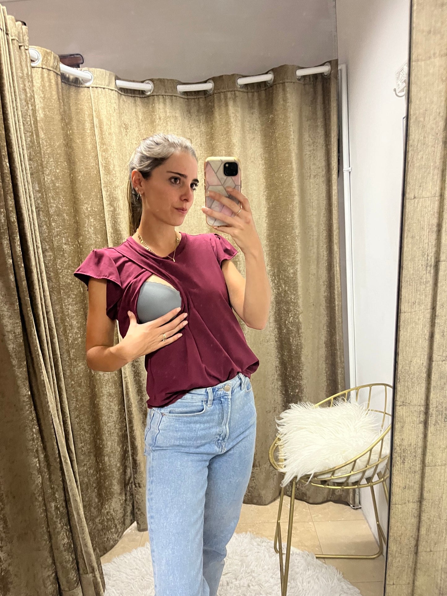 Blusa lactancia Andy vino algodón G
