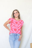 Blusa de lactancia, Andy rosa flores rojas CH
