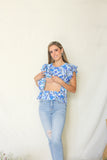 Blusa de lactancia Ruth, azul tallos