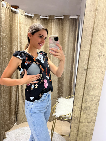 Blusa de lactancia, andy negra pajaritos