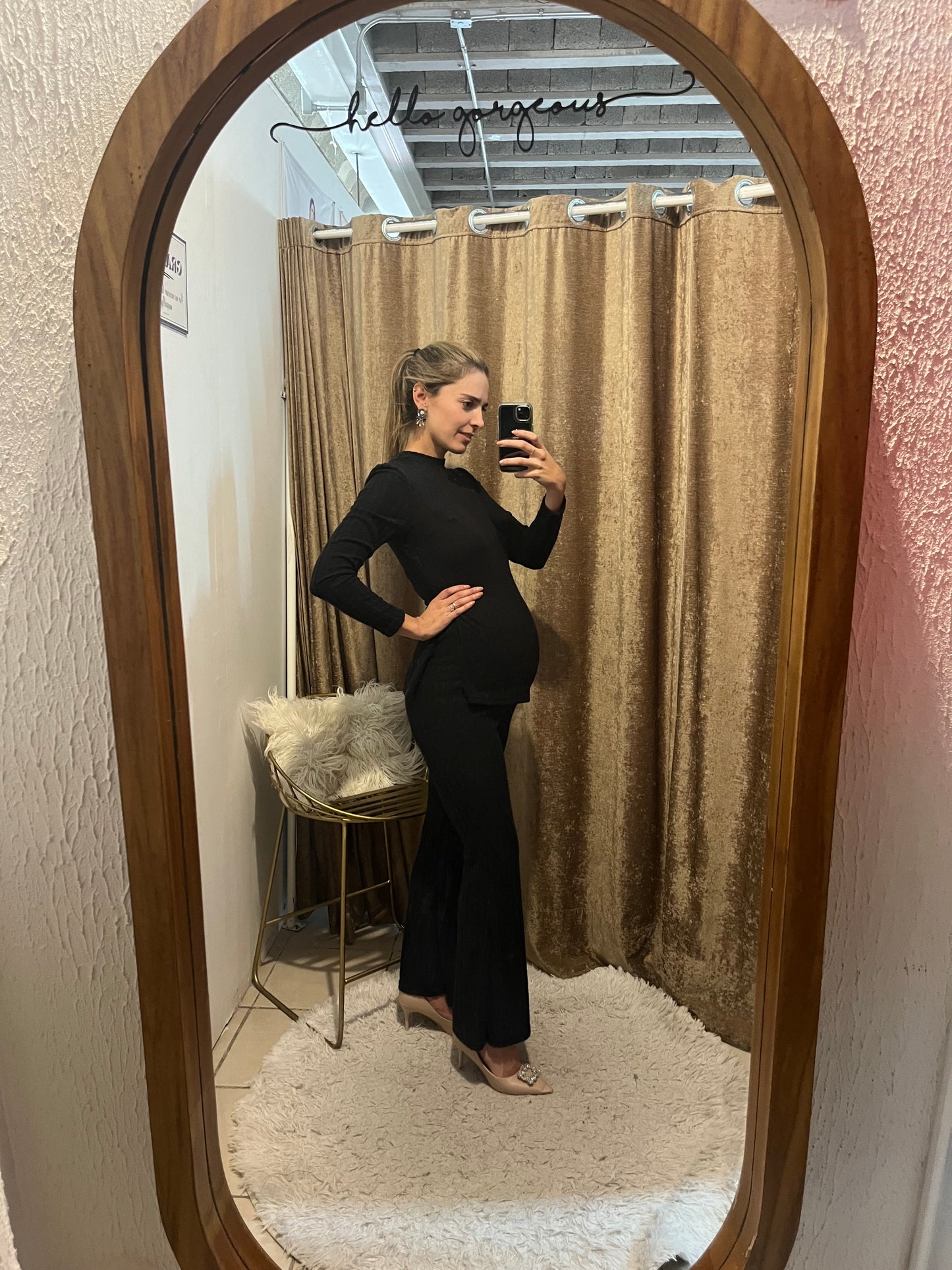 Conjunto de maternidad, negro rayas CH-M-G-XG