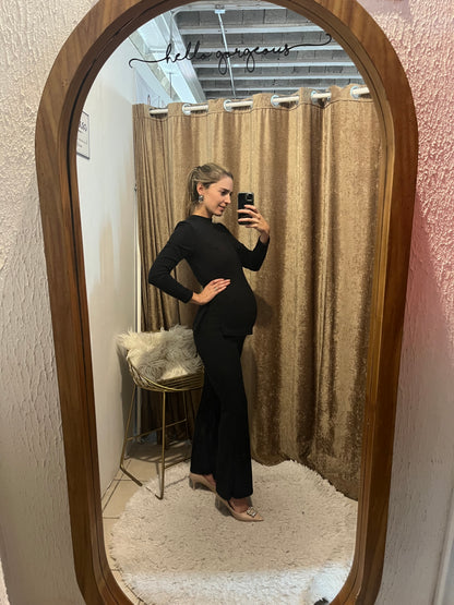 Conjunto de maternidad, negro rayas CH-M-G-XG
