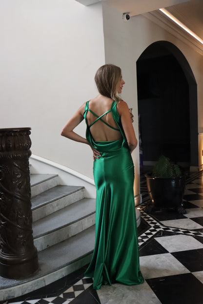 Vestido de maternidad Anahi, verde brillosa licra CH