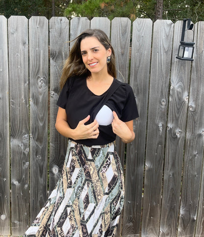 Blusa de lactancia, negra esme CH, M, G y XG