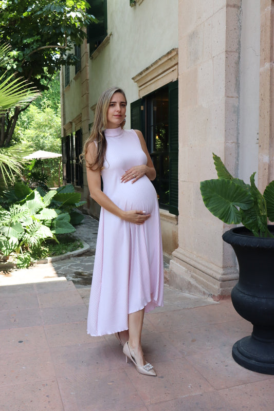 Vestido de maternidad Sonia, rosa franjas