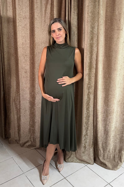 Vestido de maternidad Sonia, verde olivo licra