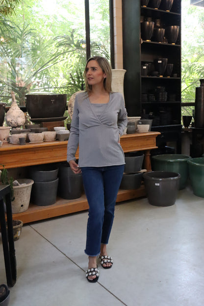 Blusa de lactancia y maternidad, Gisela gris textura