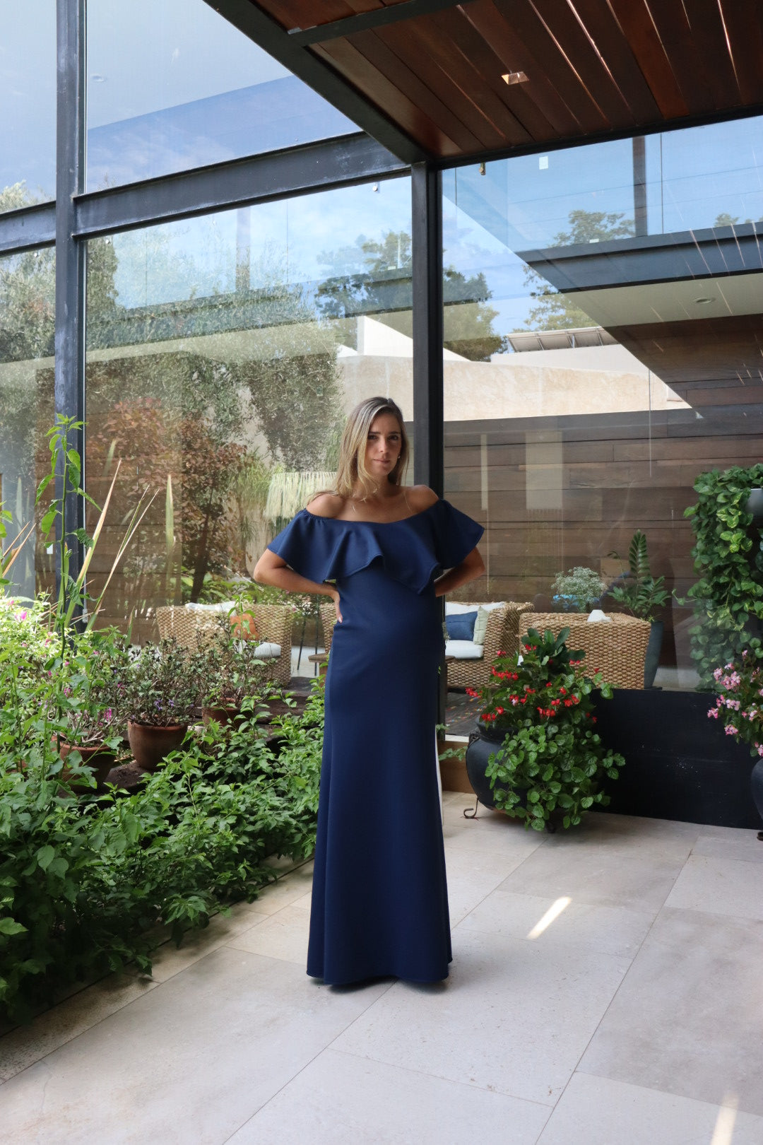 Vestido de maternidad Ana Luisa azul marino neopreno