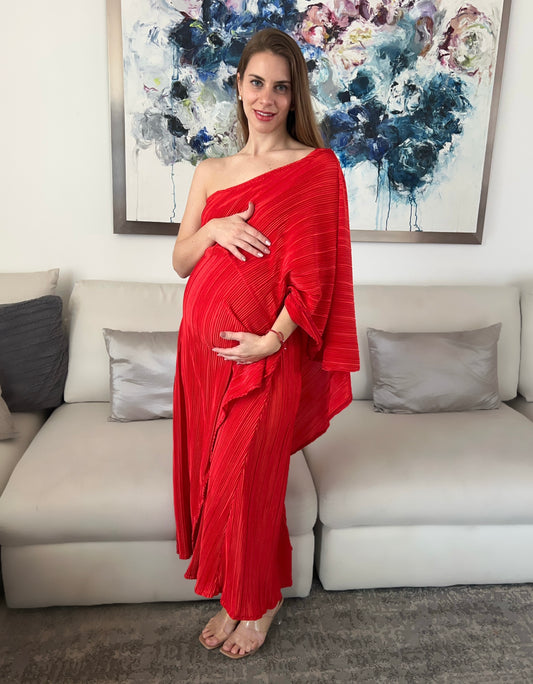 Vestido de maternidad Ilya rojo rayitas M