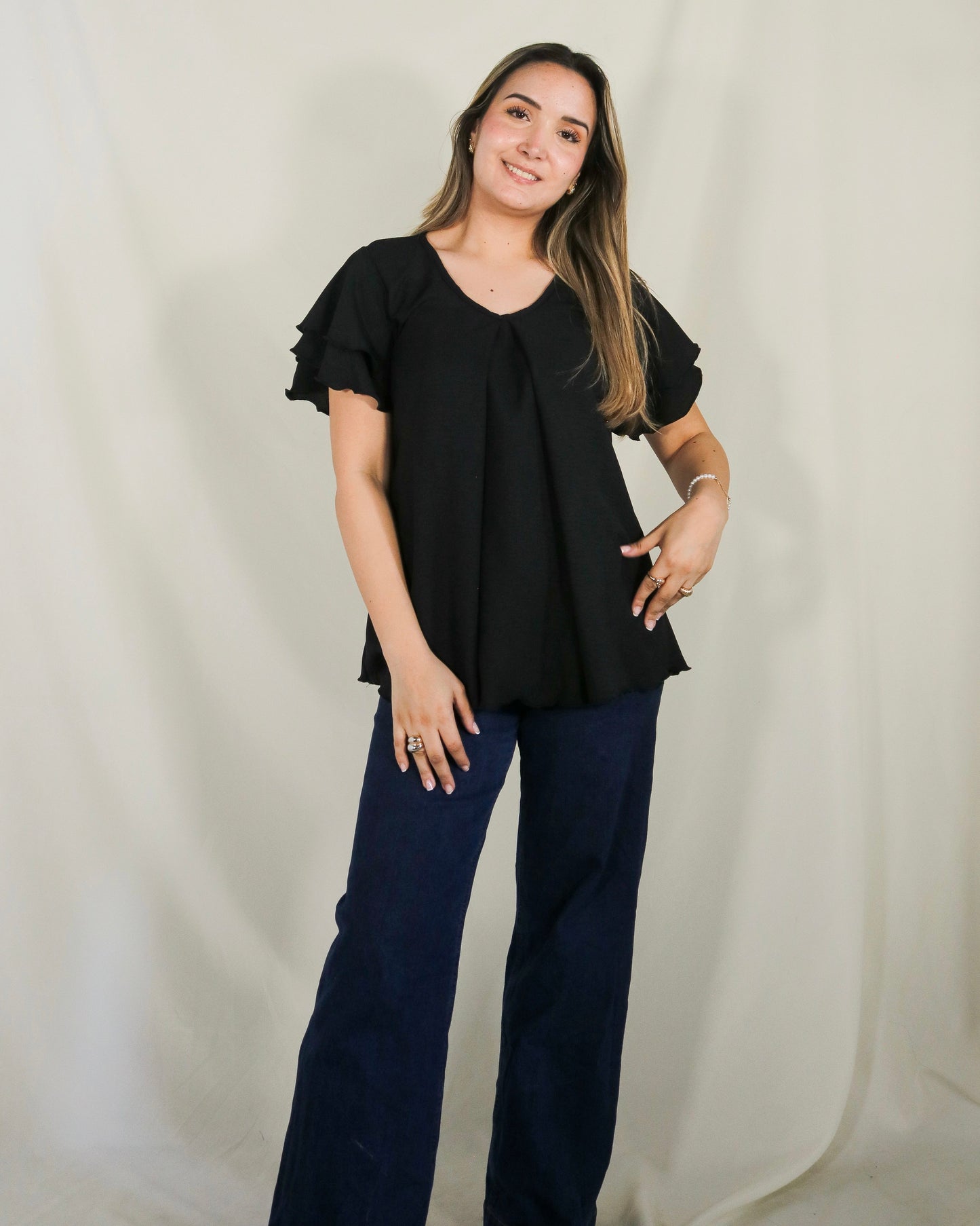 Blusa de lactancia/maternidad, negra Bertha