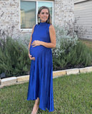 Vestido de maternidad Sonia, azul rey corrugado