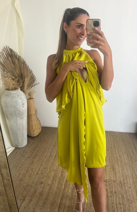 Vestido de maternidad y lactancia Ariel, verde limón